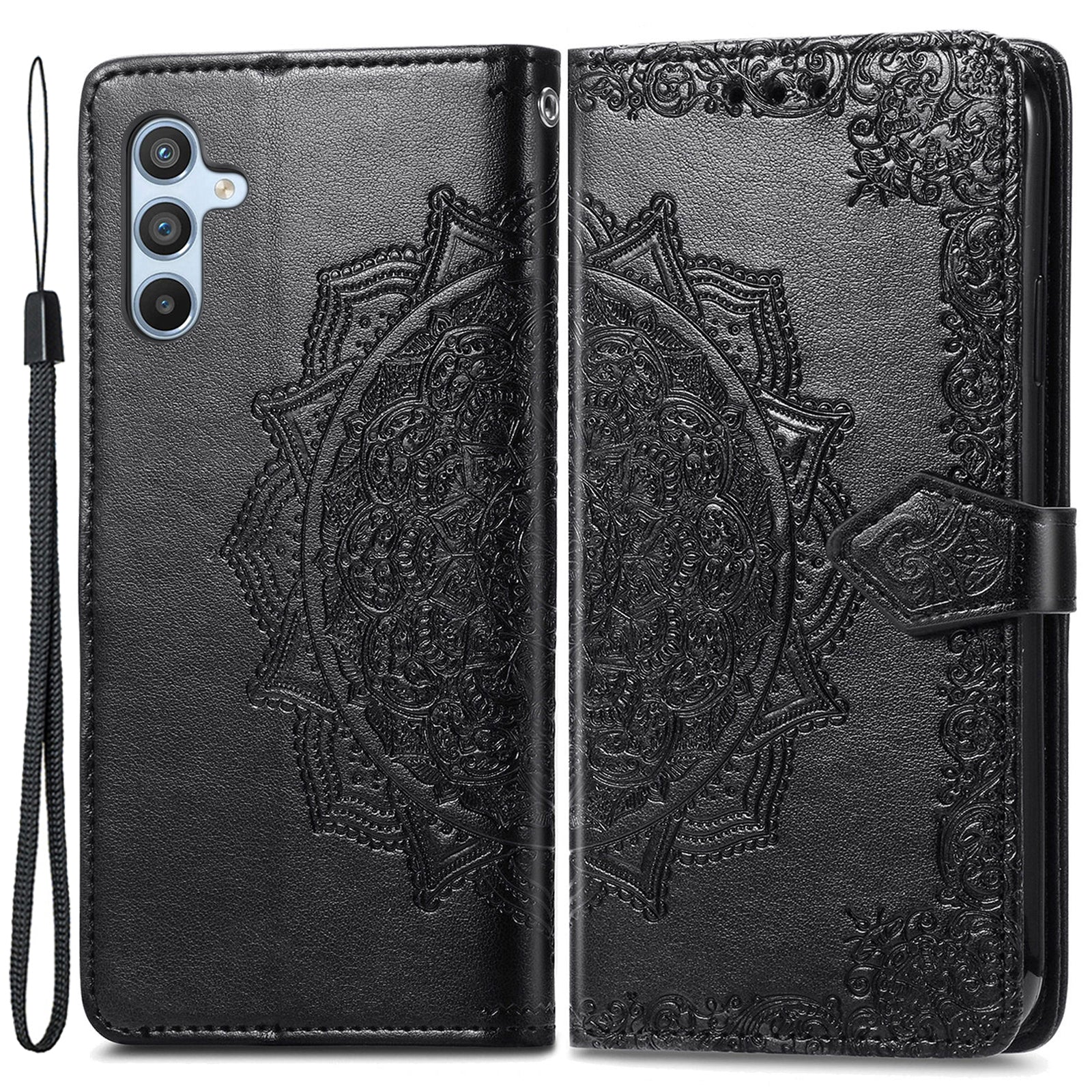 Til Samsung Galaxy A14 5G A14 4G præget mandala mønster telefontaske Stand Fuldt indpakket PU læder pung Folio Cover med rem Til Samsung Galaxy A14 5G A14 4G præget mandala mønster telefontaske Stand Fuldt indpakket PU læder pung Folio Cover med rem